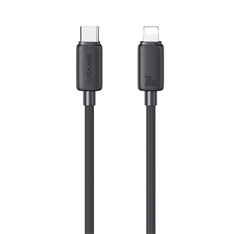 USAMS US-SJ702 3m Type-C to Lightning 30W Fast Charging Cable 480Mbps Data Cable - Black