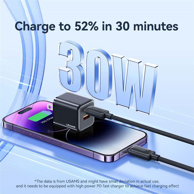 USAMS US-SJ692 1m 30W Charger Cable Type-C to Lightning Data Cable 480Mbps Charging Cable - White