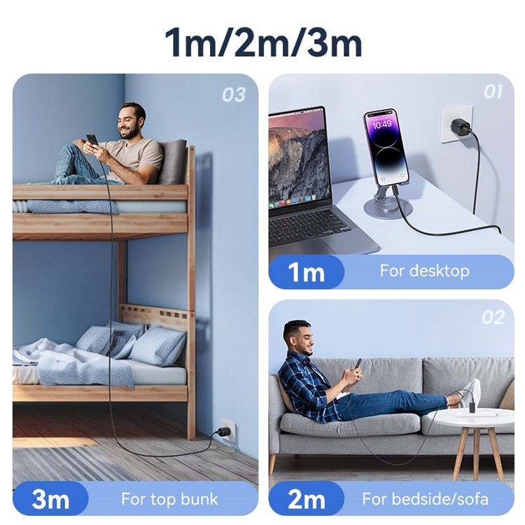 USAMS US-SJ694 2m For iPhone 2.4A Charging Cord USB to Lightning 480Mbps Data Cable - Black