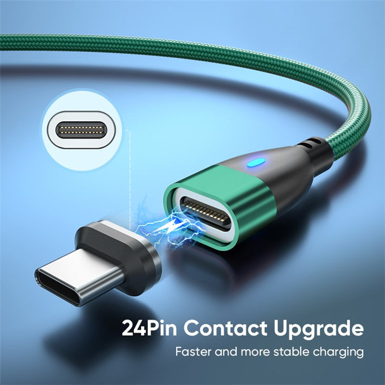 ENKAY 1.8m Type-C to iP / Type-C / Micro Magnetic Charging Cable LED Indicator Data Cable with Adapters - Green