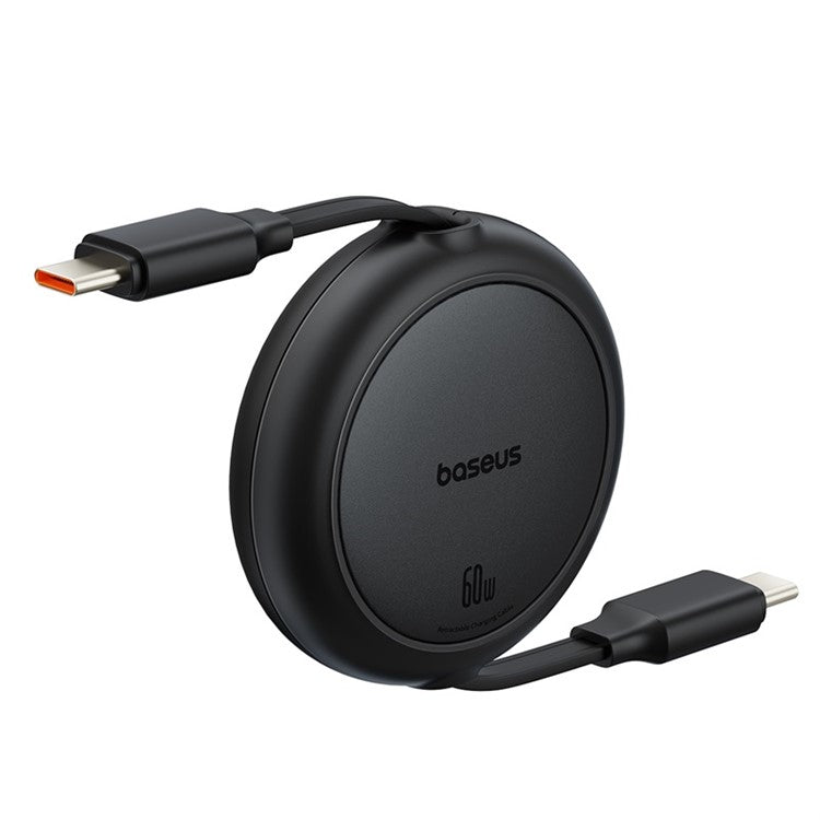 BASEUS Free2Pull Mini CB000088 1m 60W Telescopic Data Cable Type-C to Type-C Fast Charging Cable - Black