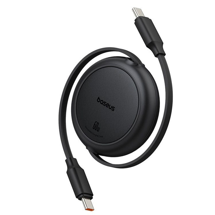 BASEUS Free2Pull Mini CB000088 1m 60W Telescopic Data Cable Type-C to Type-C Fast Charging Cable - Black