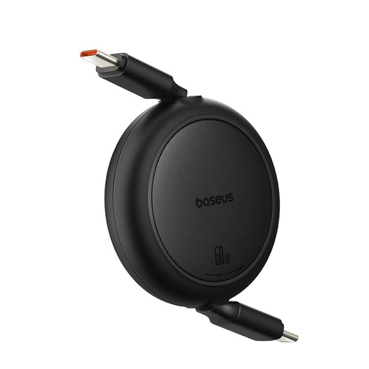 BASEUS Free2Pull Mini CB000088 1m 60W Telescopic Data Cable Type-C to Type-C Fast Charging Cable - Black