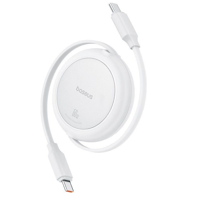 BASEUS Free2Pull Mini CB000088 1m 60W Telescopic Data Cable Type-C to Type-C Fast Charging Cable - White