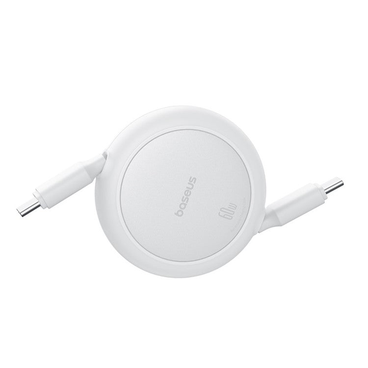 BASEUS Free2Pull Mini CB000088 1m 60W Telescopic Data Cable Type-C to Type-C Fast Charging Cable - White