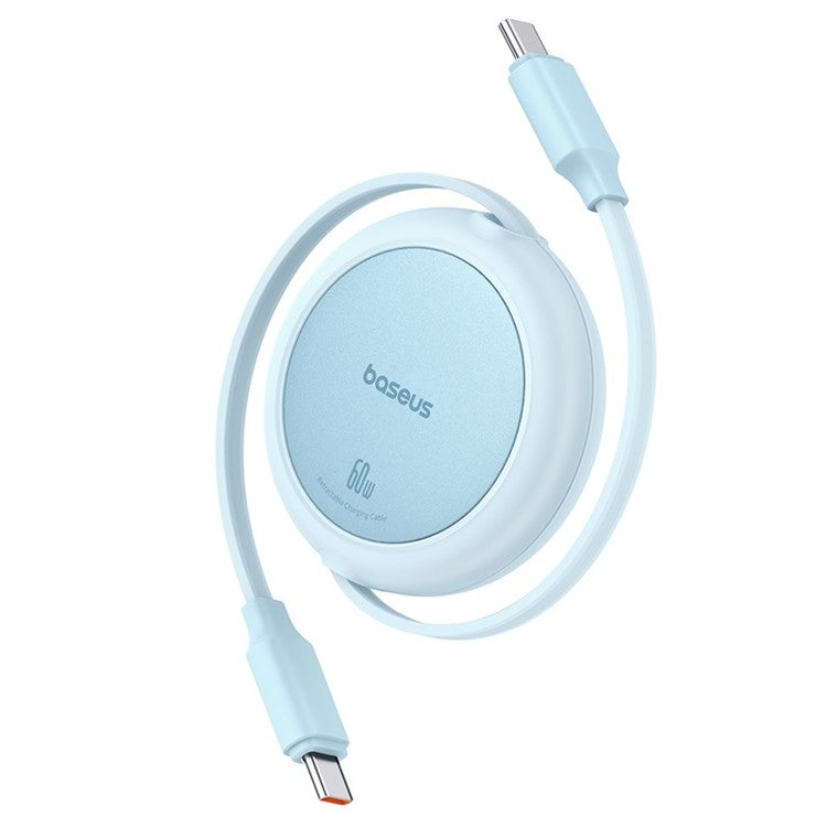 BASEUS Free2Pull Mini CB000088 1m 60W Telescopic Data Cable Type-C to Type-C Fast Charging Cable - Blue