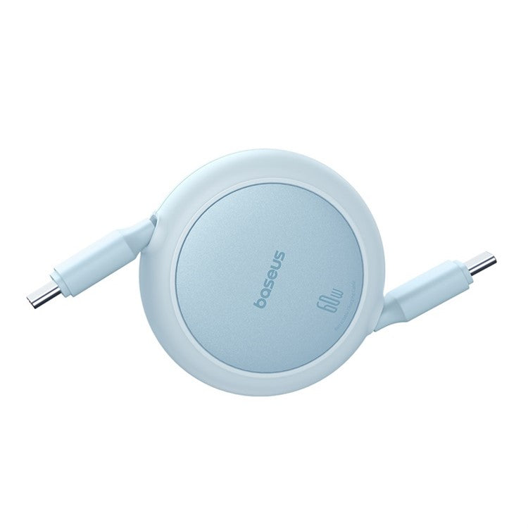 BASEUS Free2Pull Mini CB000088 1m 60W Telescopic Data Cable Type-C to Type-C Fast Charging Cable - Blue