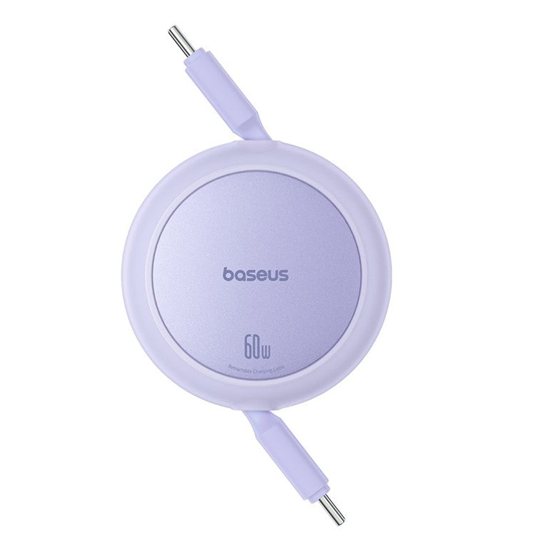 BASEUS Free2Pull Mini CB000088 1m 60W Telescopic Data Cable Type-C to Type-C Fast Charging Cable - Purple