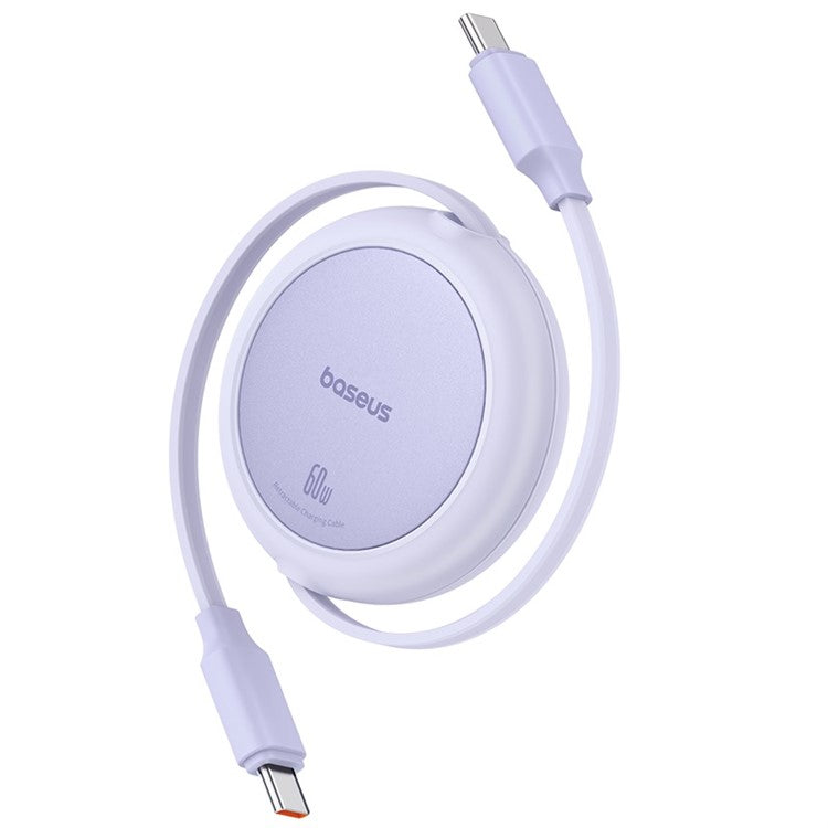 BASEUS Free2Pull Mini CB000088 1m 60W Telescopic Data Cable Type-C to Type-C Fast Charging Cable - Purple