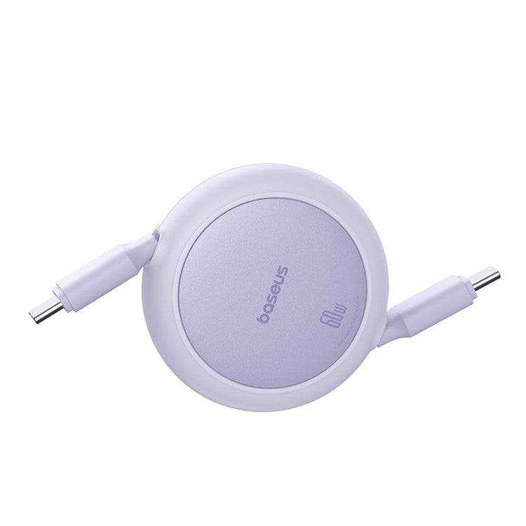 BASEUS Free2Pull Mini CB000088 1m 60W Telescopic Data Cable Type-C to Type-C Fast Charging Cable - Purple