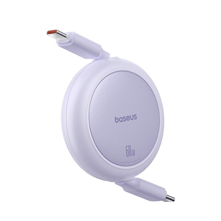 BASEUS Free2Pull Mini CB000088 1m 60W Telescopic Data Cable Type-C to Type-C Fast Charging Cable - Purple