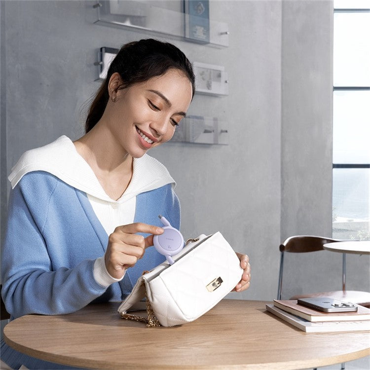 BASEUS Free2Pull Mini CB000088 1m 60W Telescopic Data Cable Type-C to Type-C Fast Charging Cable - Purple