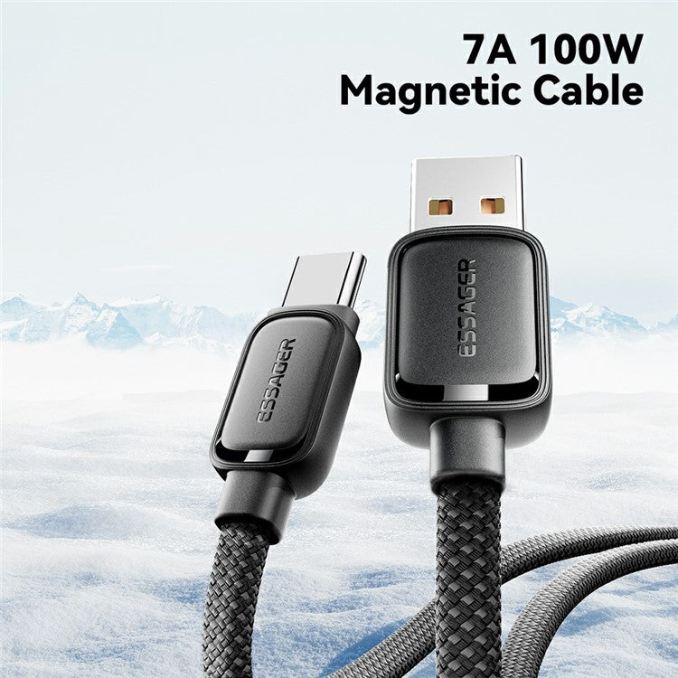 ESSAGER ES-X56 100W / 7A Fast Charging Wire USB-A to Type-C Magnetic Data Cable