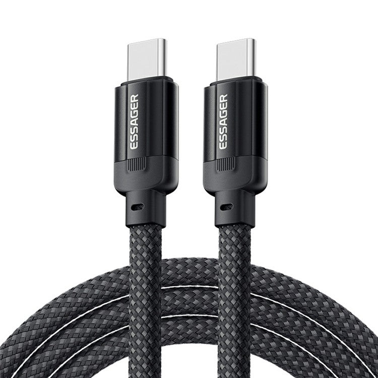 ESSAGER ES-X55 1m Magnetic Coiled 100W USB C to USB C Cable Braided Type C Fast Charging Cable