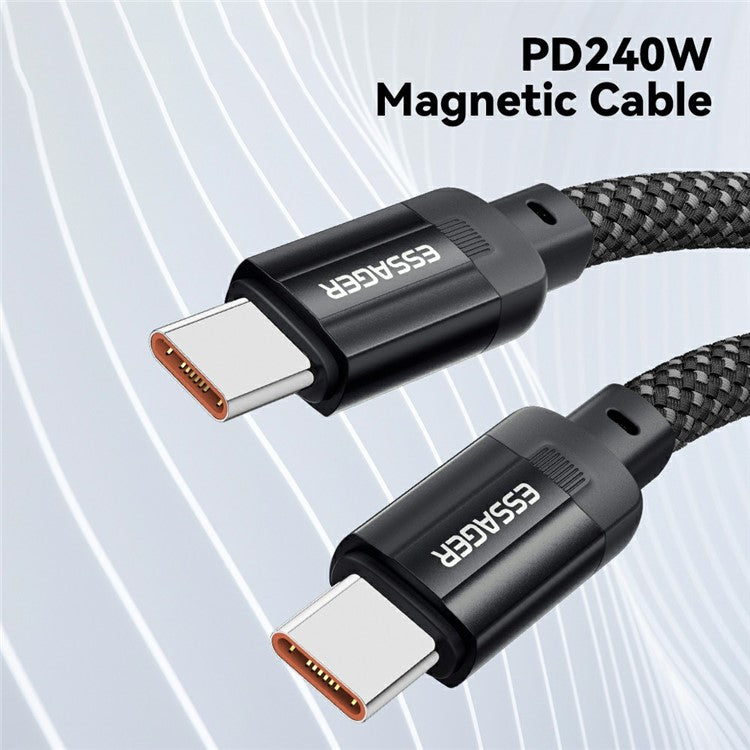 ESSAGER ES-X55 1m Magnetic Coiled 100W USB C to USB C Cable Braided Type C Fast Charging Cable