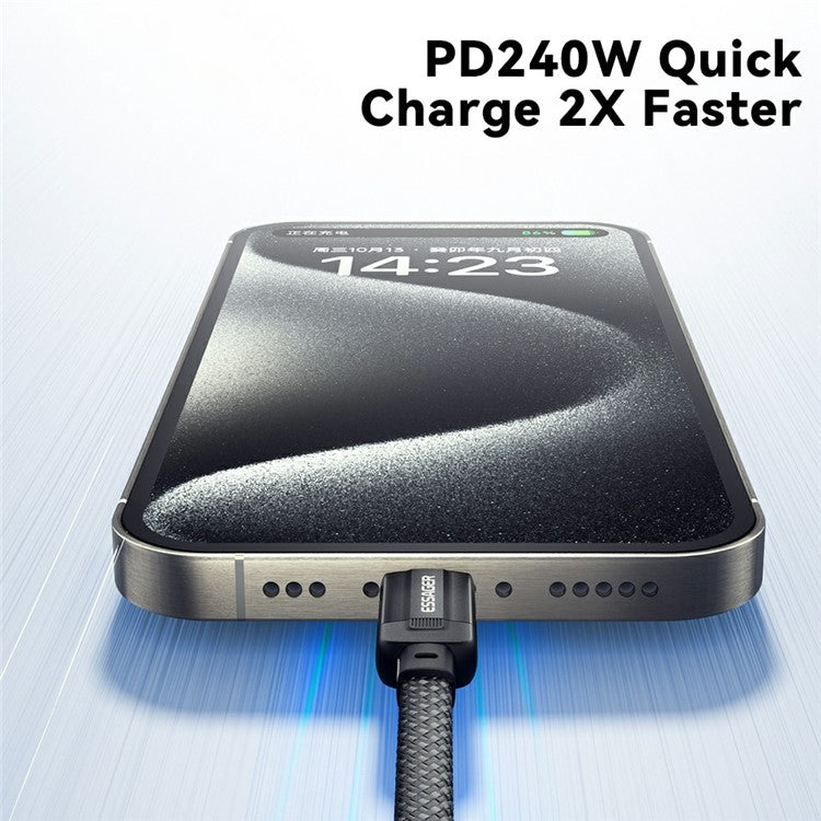 ESSAGER ES-X55 1m Magnetic Coiled 100W USB C to USB C Cable Braided Type C Fast Charging Cable