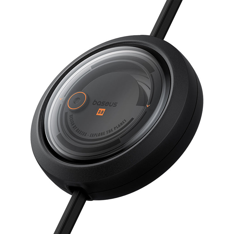 BASEUS Free2Draw Retractable Crystal Fast Charging Data Cable Type-C to Micro+iP+Type-C 100W, 1.1m - Black