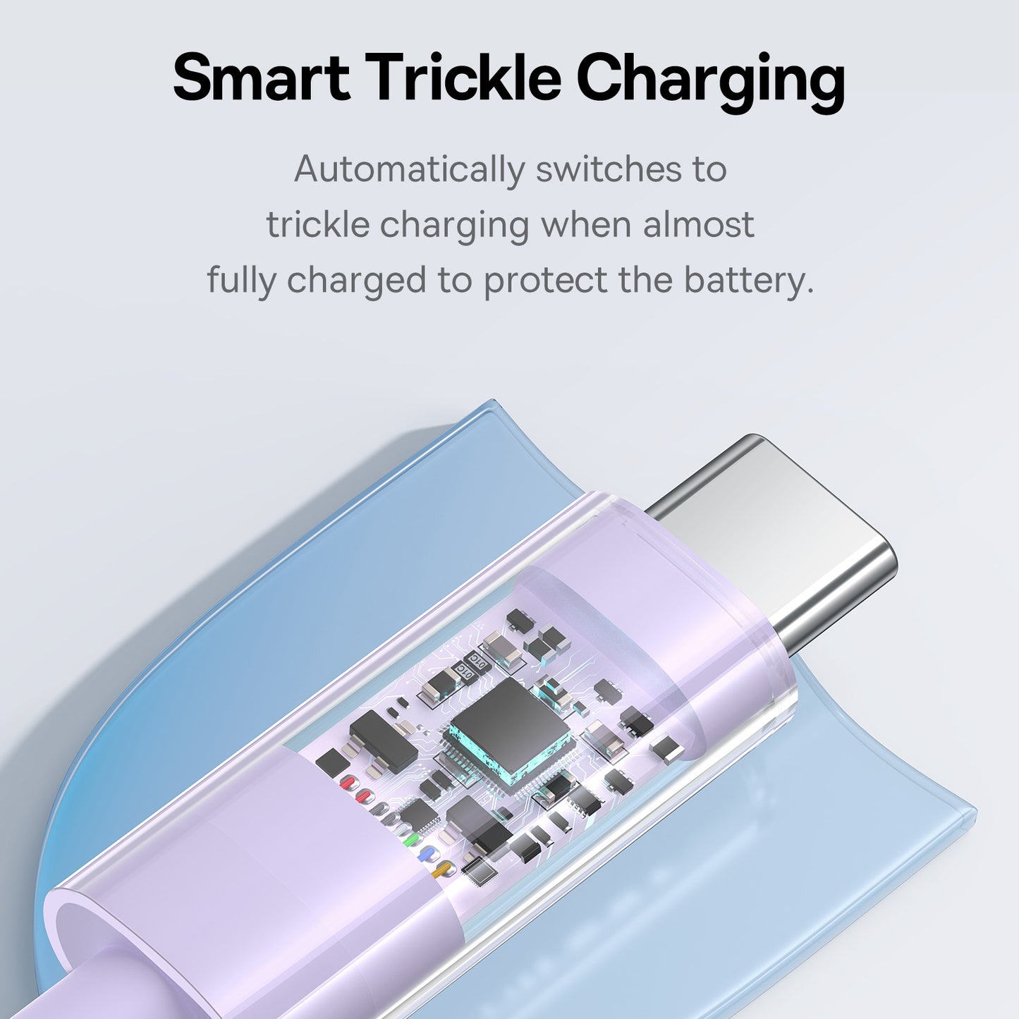 BASEUS Gem 100W Fast Charging Nylon Braided USB-A to Type-C Data Cable, 1m - Purple