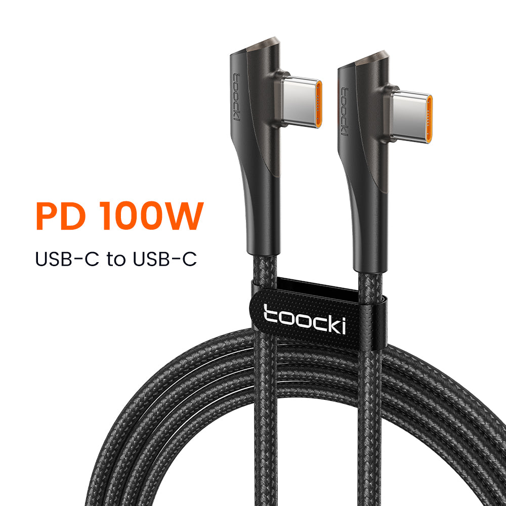TOOCKI TQ-X15C2 2m Angled Design USB-C to USB-C Cable 100W Fast Charging Data Cord