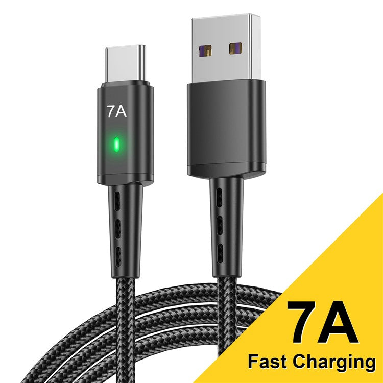 USLION US0188 USB-A to USB-C Charging Cable 1m Braided Data Cord - Black