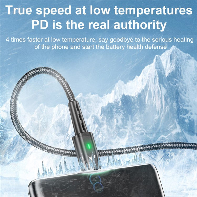 USLION US0188 USB-A to USB-C Charging Cable 1m Braided Data Cord - Black