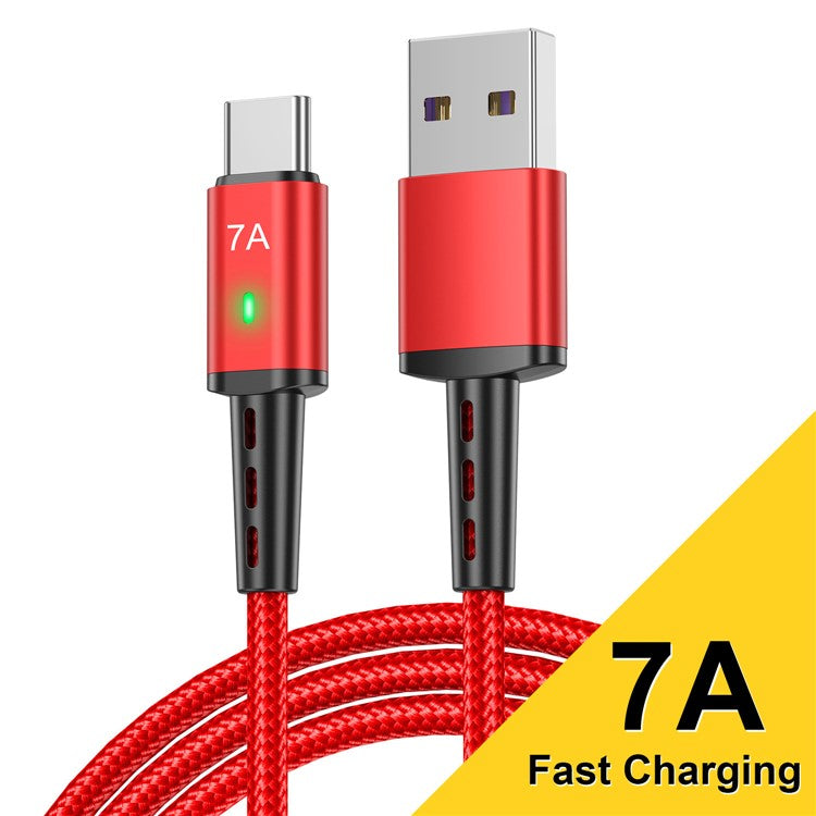 USLION US0188 USB-A to USB-C Charging Cable 1m Braided Data Cord - Red