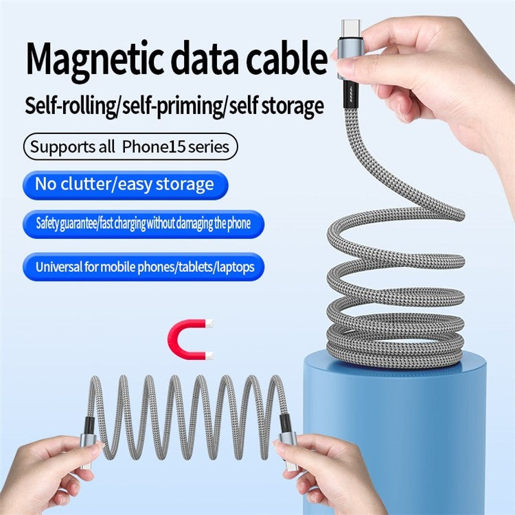 1m USB A to Type-C 480Mbps Magnetic Data Cable 18W Charging Wire for Mobile Phones