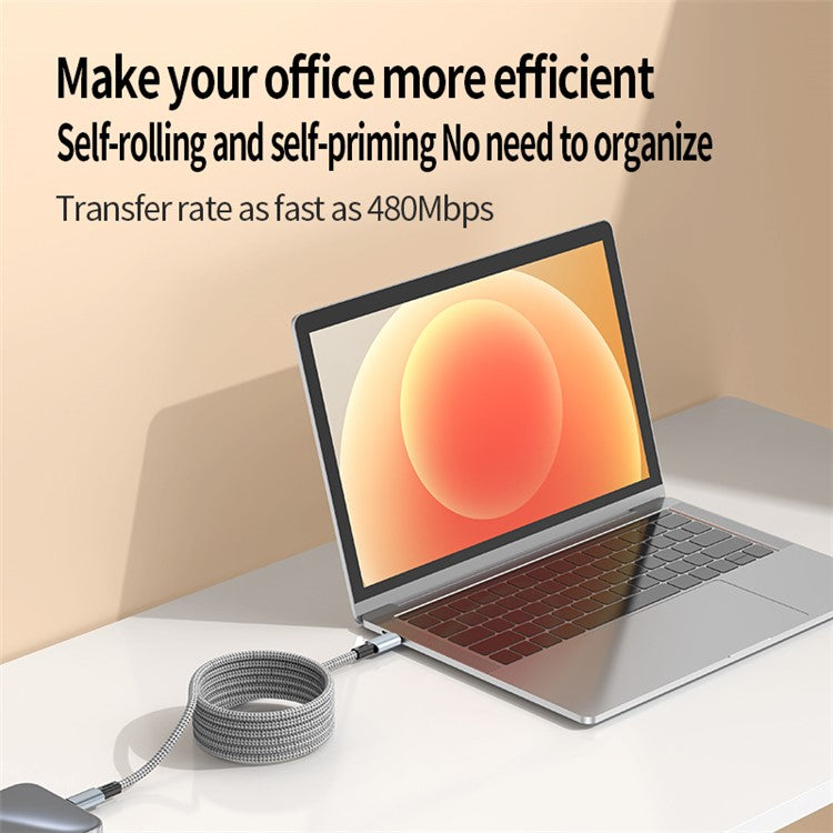 1m USB A to Type-C 480Mbps Magnetic Data Cable 18W Charging Wire for Mobile Phones