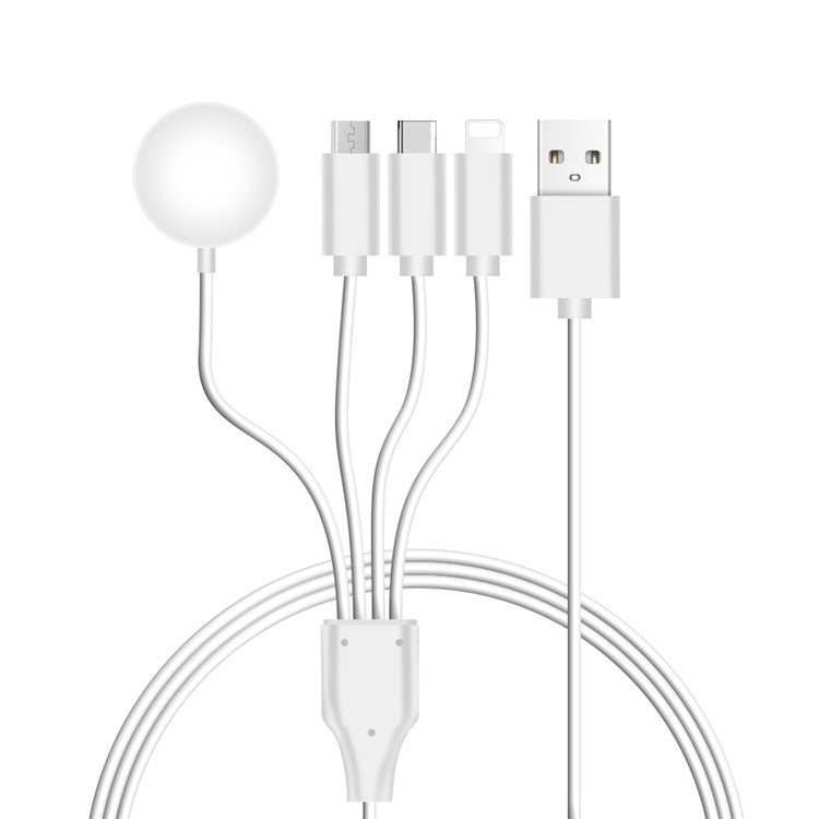122cm USB to Type-C / 8-pin / Micro / Square Watch Wireless Charger Splitter Cable for Apple Watch / Phone, with Decoding Chip - White