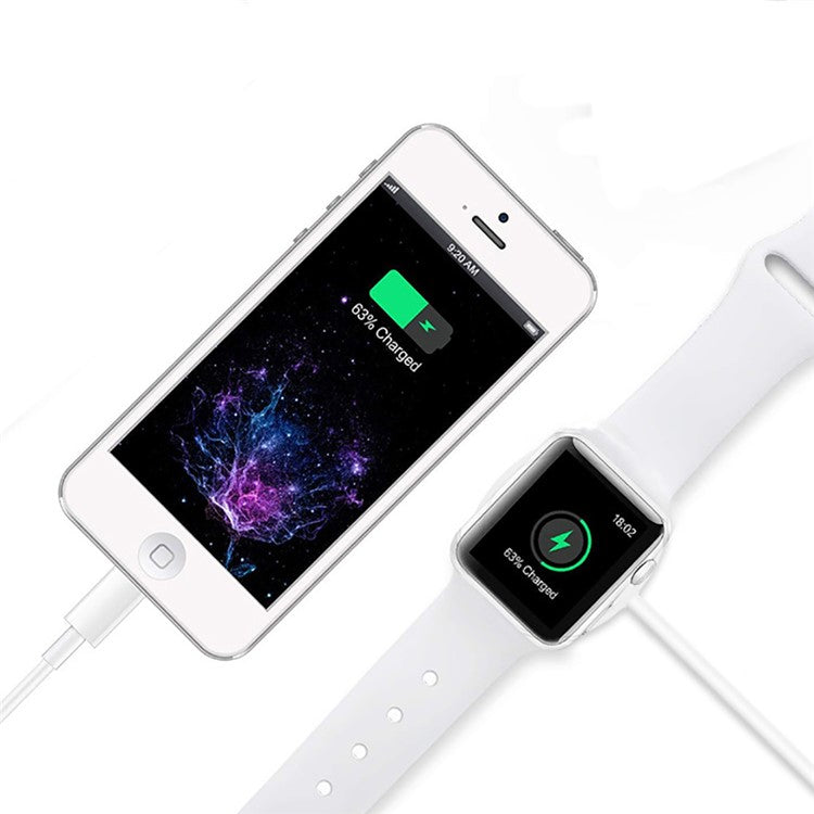 122cm USB to Type-C / 8-pin / Micro / Square Watch Wireless Charger Splitter Cable for Apple Watch / Phone, with Decoding Chip - White