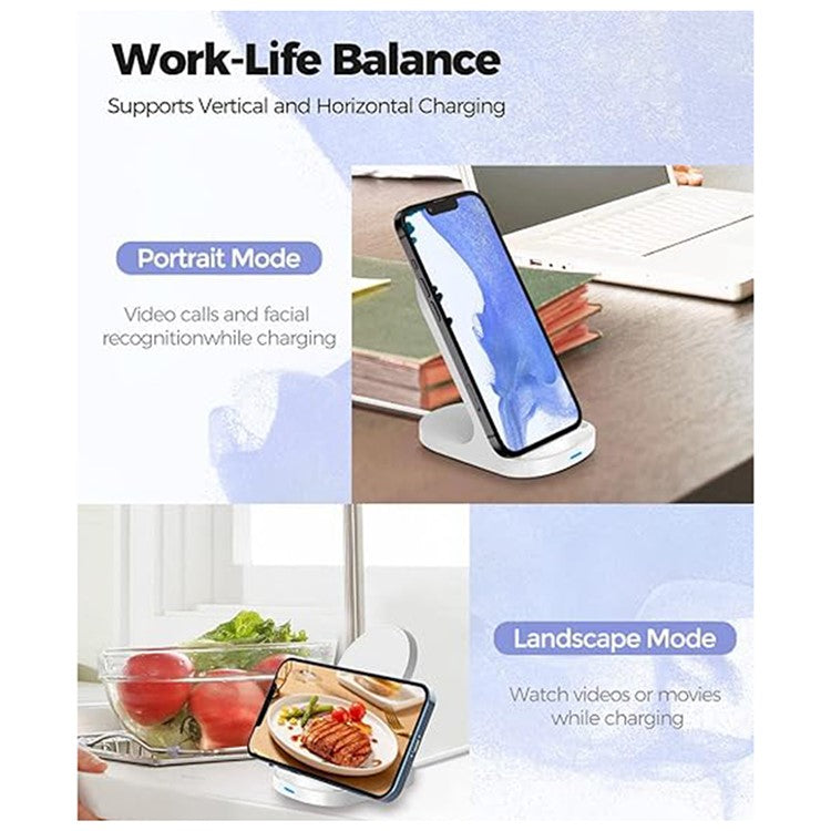 HT-511 15W Wireless Charger Stand for iPhone Charging Pad for AirPods - Black