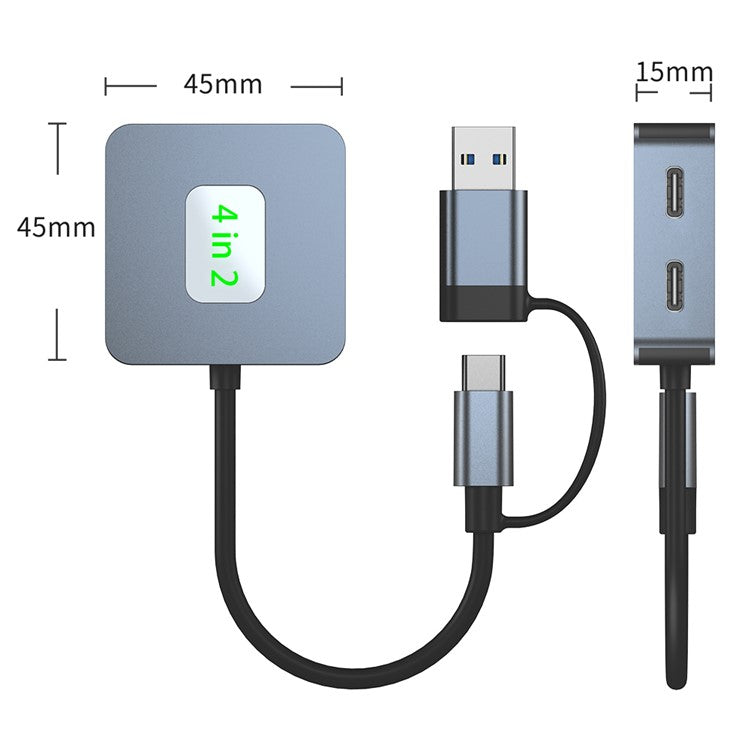 2320A Type-C / USB 4-in-1 USB Hub 2xTypc-C3.2 + 2xUSB3.2 10Gbps Data Transfer Adapter