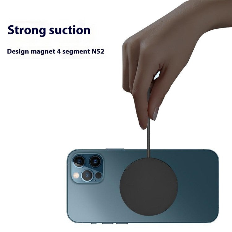 W104 Round Magnetic Wireless Charger 15W Phone Wireless Charging Pad with Type-C Cable - Black