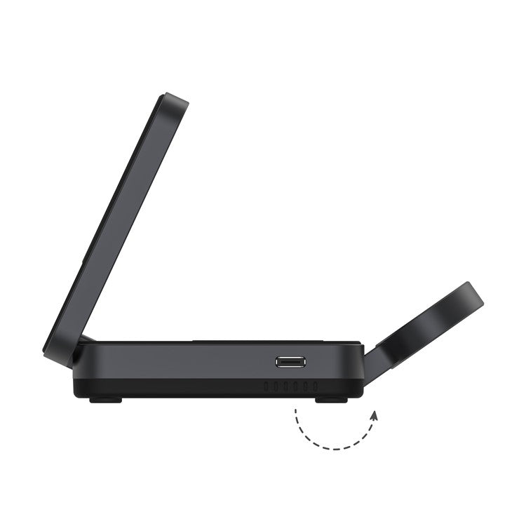 YF-M27 Qi2 Certified 3-in-1 15W Magnetic Wireless Charger with Aluminum Alloy Frame for Earbuds / Apple Watch / iPhone - Black