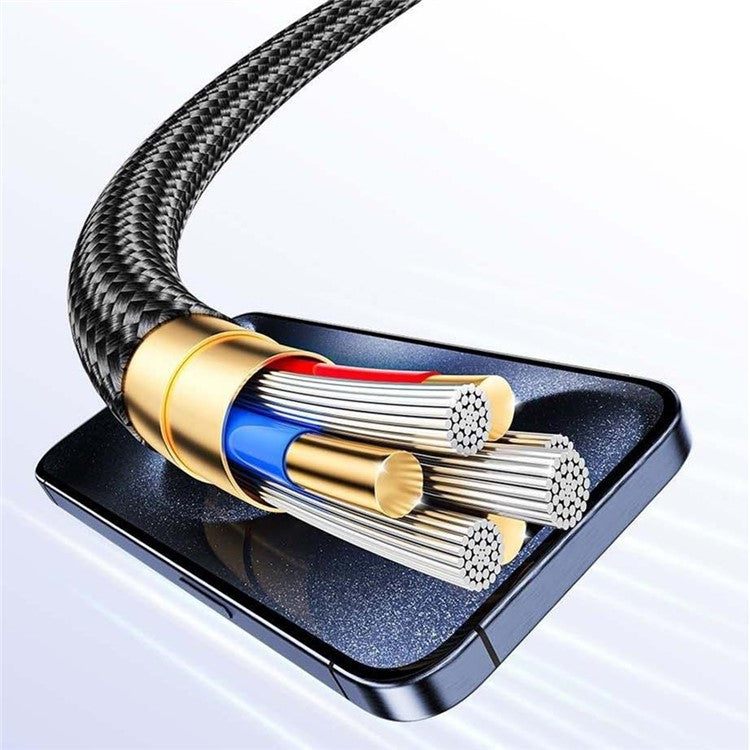 AWEI W23 1.2m Type-C to Type-C + iP + Wireless Charger for Apple Watch 3-in-1 Charging Cable - Black