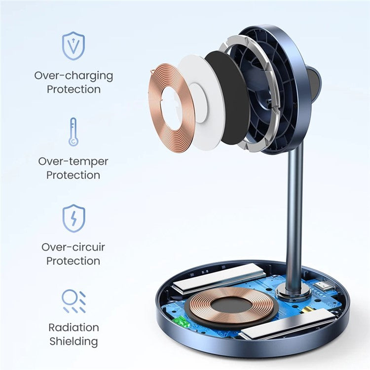 UGREEN 2 In 1 Magnetic Wireless Charger 700g Magnetic Force Adjustable Charging Stand For iPhone 16 / 15 / 14 / 13 / 12 Series and AirPods