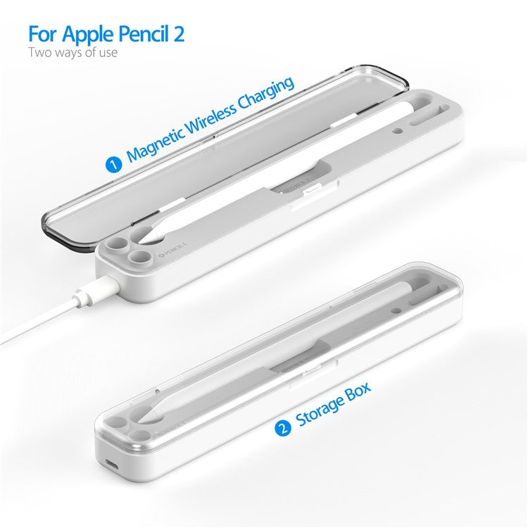 P1 For Apple Pencil 2nd / 1st Generation Storage Case Wireless Charging Box 2-In-1 Carrying Case Magnetic Design Pen Holder