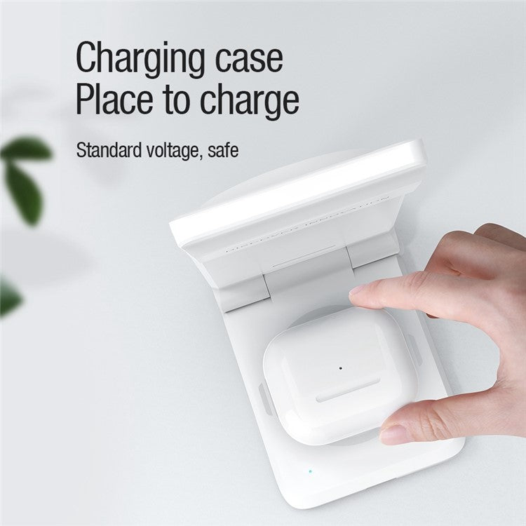 NILLKIN Powertrio 3 in 1 Charging Station Magnetic Wireless Charger for Mobile Phone / Earphone / Smart Watch, with MFi Certified Apple Watch Charger (EU Plug)