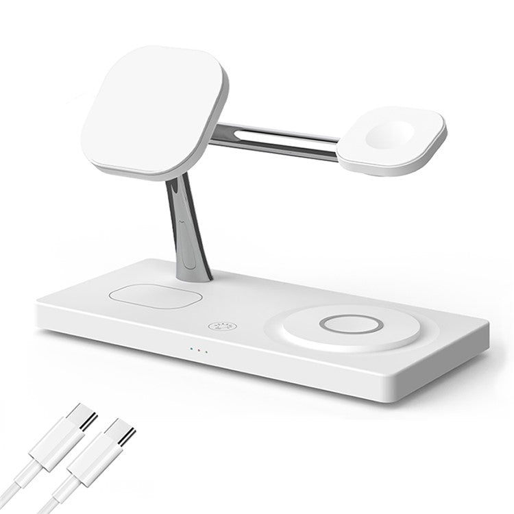 T218 Magnetic Wireless Charging Station with Night Light + USB Output for Mobile Phone / Earphones / Smart Watch - White