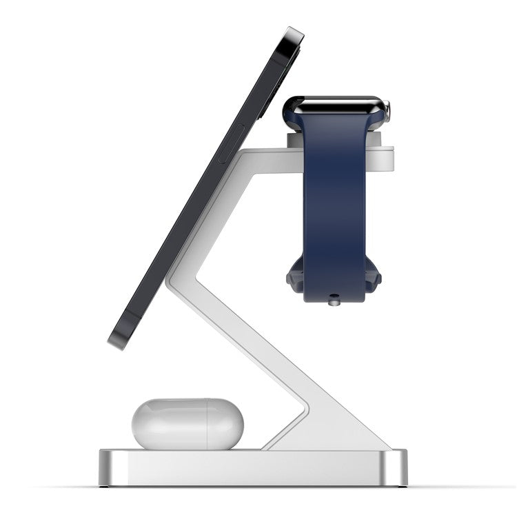 X3 15W Magnetic Wireless Charger for iPhone / iWatch / AirPods 3-in-1 Fast Charging Stand - White