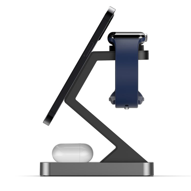X3 15W Magnetic Wireless Charger for iPhone / iWatch / AirPods 3-in-1 Fast Charging Stand - Black