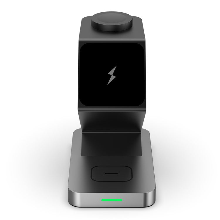 X3 15W Magnetic Wireless Charger for iPhone / iWatch / AirPods 3-in-1 Fast Charging Stand - Black
