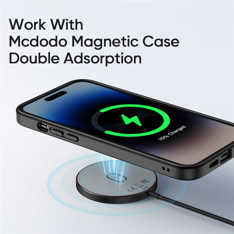 MCDODO CH-4360 MDD Wireless Charger Ultra-thin Charging Pad Cell Phone Safe Charger - Black