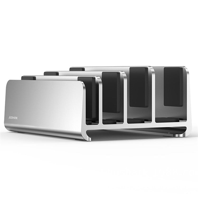 JIUSHARK SNB-21 Vertical Laptop Stand Holder 4-Slot Space-Saving Desk Organizer - Silver