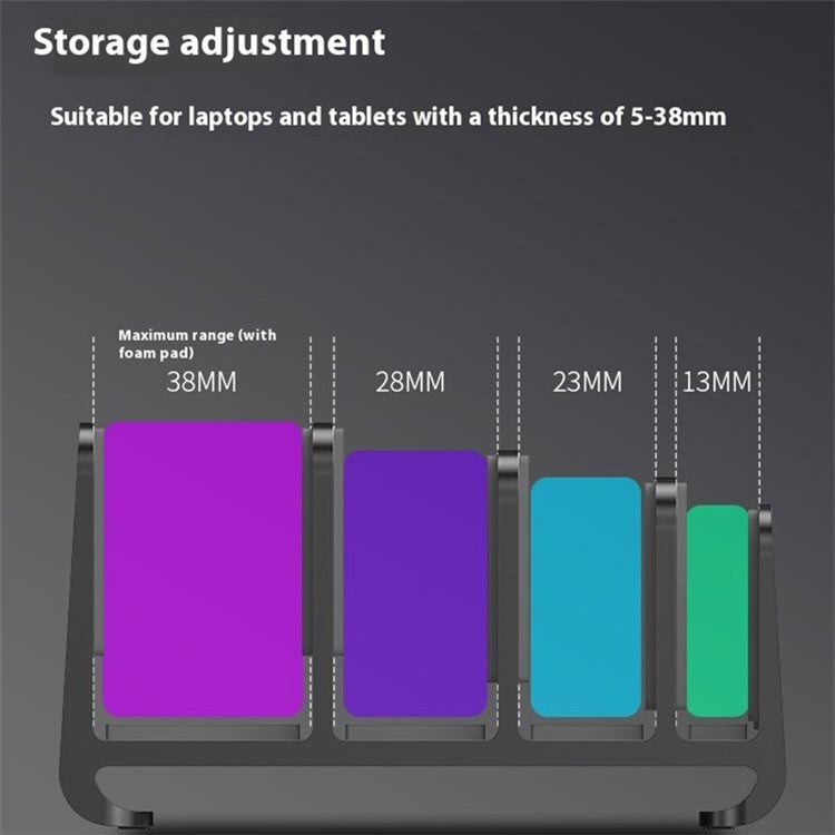 JIUSHARK SNB-21 Vertical Laptop Stand Holder 4-Slot Space-Saving Desk Organizer - Silver