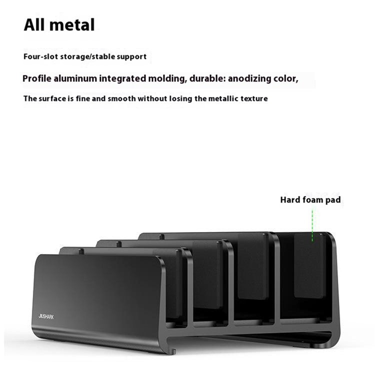 JIUSHARK SNB-21 Vertical Laptop Stand Holder 4-Slot Space-Saving Desk Organizer - Black