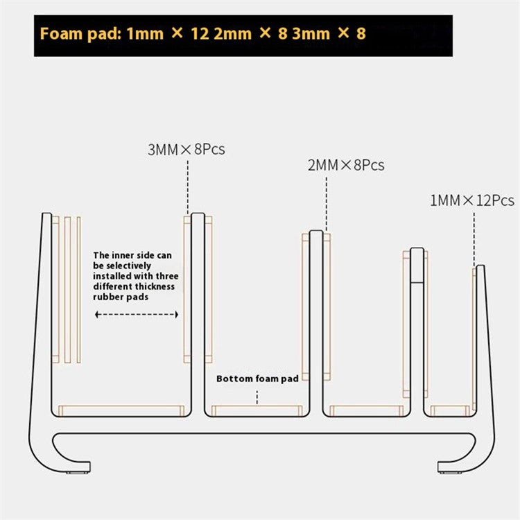 JIUSHARK SNB-21 Vertical Laptop Stand Holder 4-Slot Space-Saving Desk Organizer - Black