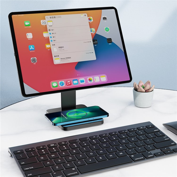 For iPad Pro 11 inch / Pro 12.9 inch Folding Magnetic Tablet Stand Support for iPhone / AirPods Wireless Charging, Detachable Desktop Tablet Holder