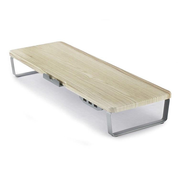 SLU Multi-Function Monitor Riser Stand with USB Port, Laptop Desktop Holder - Light Wood Color