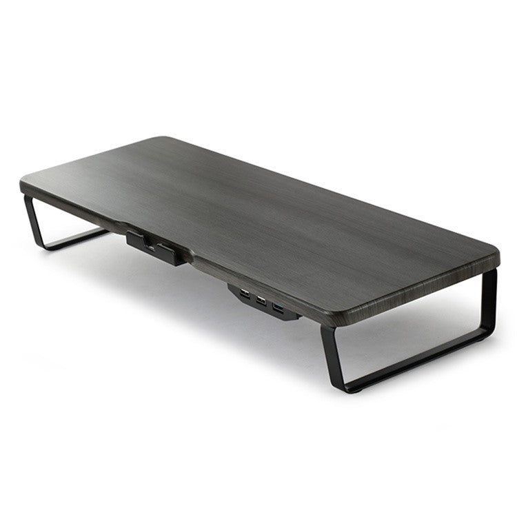 SLU Multi-Function Monitor Riser Stand with USB Port, Laptop Desktop Holder - Dark Wood Color